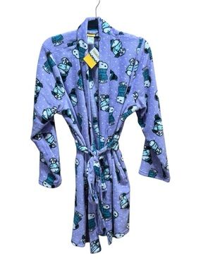 Peanuts Snoopy Fleece Robe Purple Winter Snoopy Sleepwear L/XL NWT